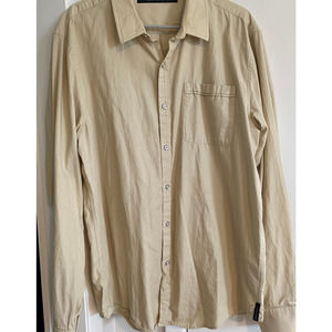 Sean John 100% Cotton L/S Neutral Khaki Button Down Men's Shirt Sz XXL